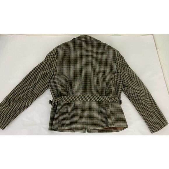 Vintage Braebrook 100% Wool Houndstooth Jacket Brown Tan - Women's Size 10 - Picture 9 of 9
